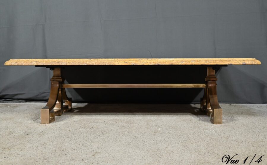 Table Basse en Laiton et Travertin, Art Déco – 1930 – Image 10