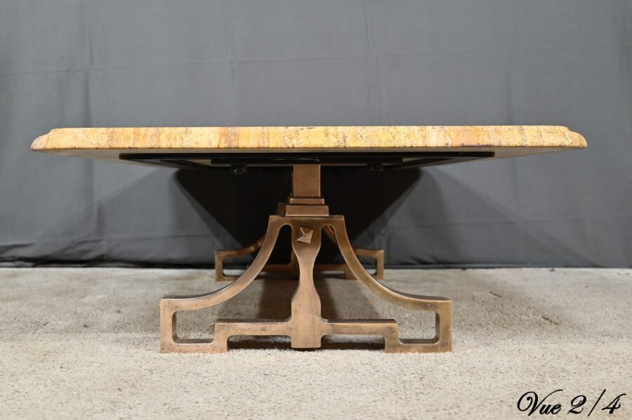 Table Basse en Laiton et Travertin, Art Déco – 1930 – Image 11