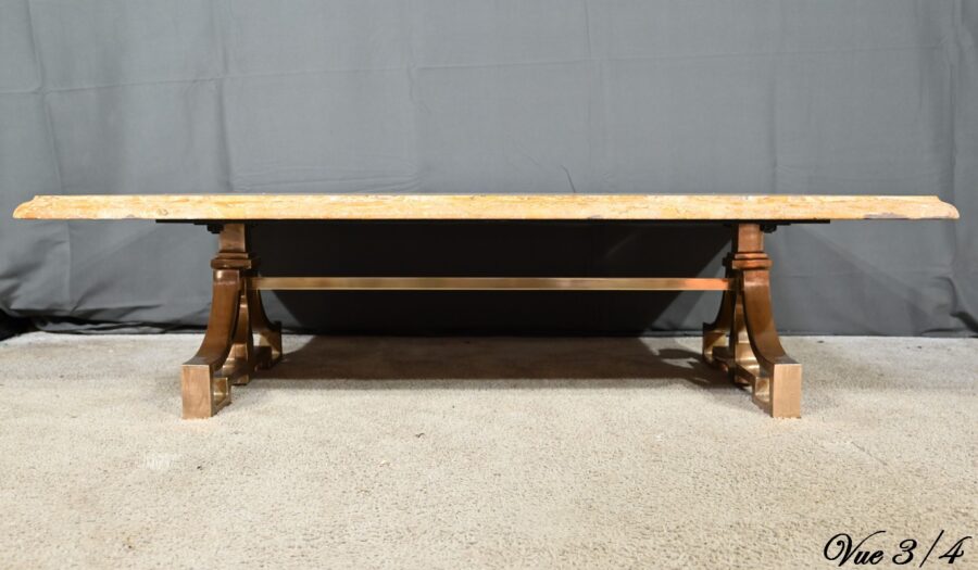 Table Basse en Laiton et Travertin, Art Déco – 1930 – Image 12