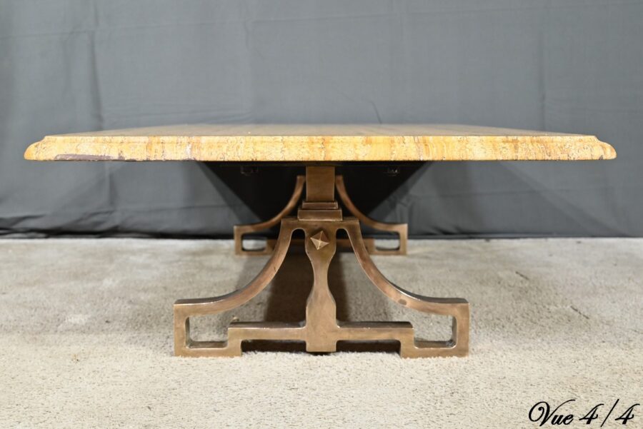 Table Basse en Laiton et Travertin, Art Déco – 1930 – Image 13