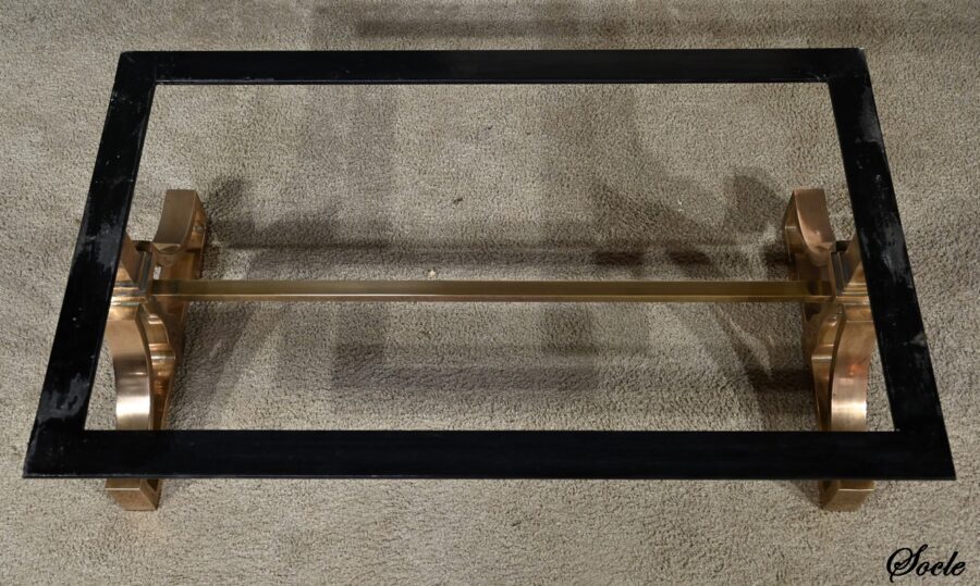 Table Basse en Laiton et Travertin, Art Déco – 1930 – Image 15