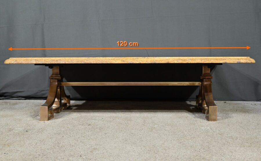 Table Basse en Laiton et Travertin, Art Déco – 1930 – Image 18
