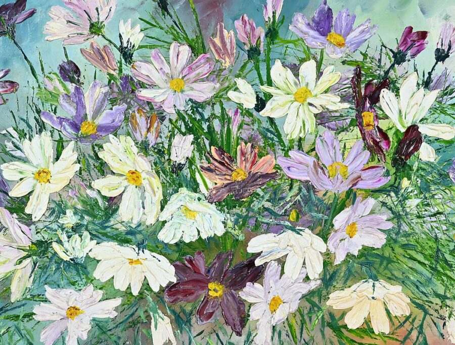 Huile sur Panneau "Fleurs Sauvages", de I. Kitter Ferrus - Milieu XXe – Image 3
