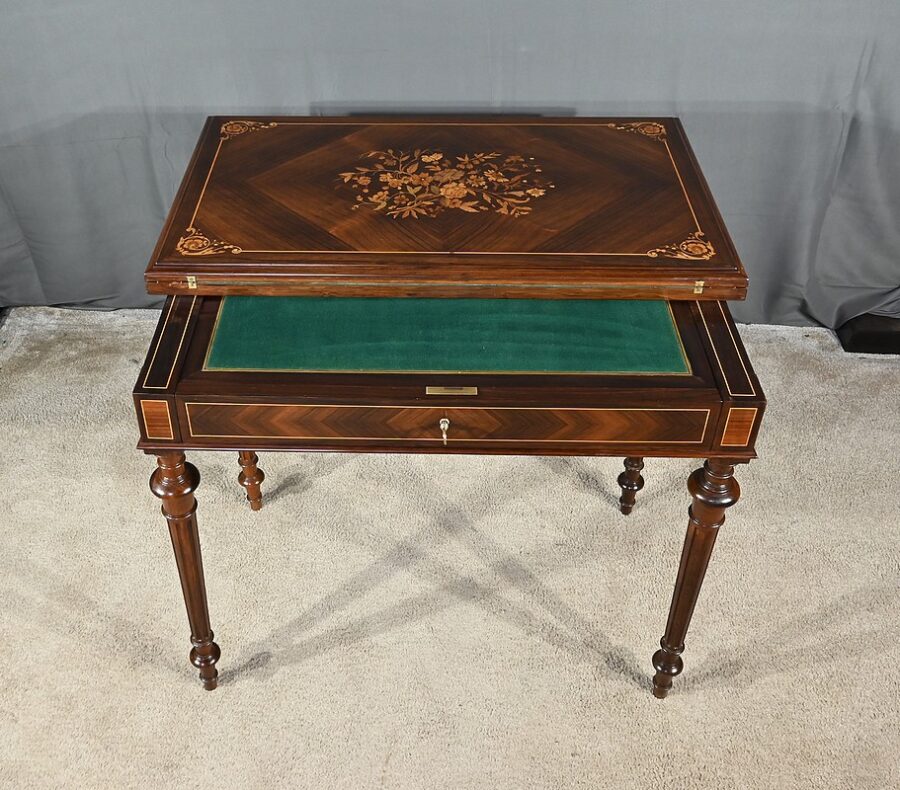 Table à Système en Marqueterie, style Louis XVI - 2ème moitié XIXe – Image 13