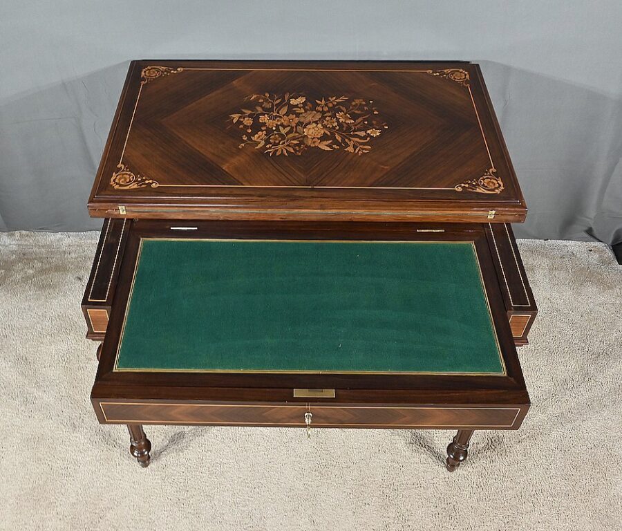 Table à Système en Marqueterie, style Louis XVI - 2ème moitié XIXe – Image 14