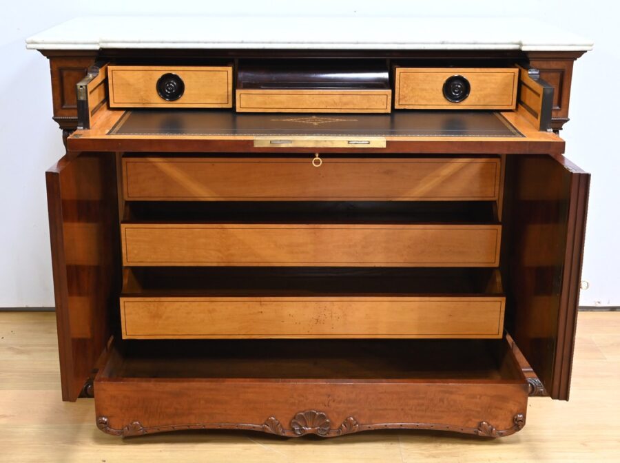 Buffet Commode Écritoire de Propriété, en Acajou et Citronnier, goût Restauration – 1ère Partie XIXe – Image 24