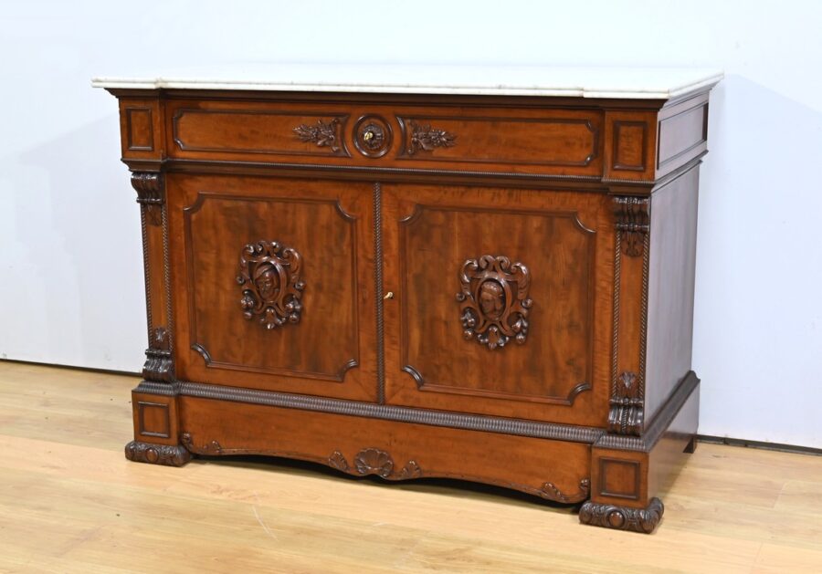Buffet Commode Écritoire de Propriété, en Acajou et Citronnier, goût Restauration – 1ère Partie XIXe – Image 3