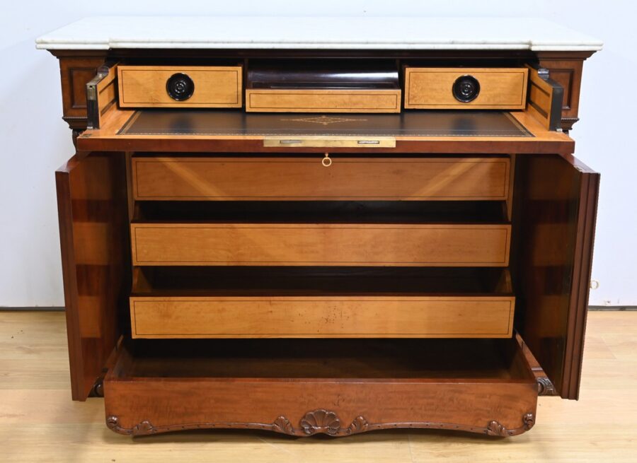 Buffet Commode Écritoire de Propriété, en Acajou et Citronnier, goût Restauration – 1ère Partie XIXe – Image 4