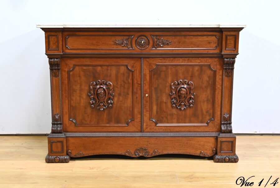 Buffet Commode Écritoire de Propriété, en Acajou et Citronnier, goût Restauration – 1ère Partie XIXe – Image 7