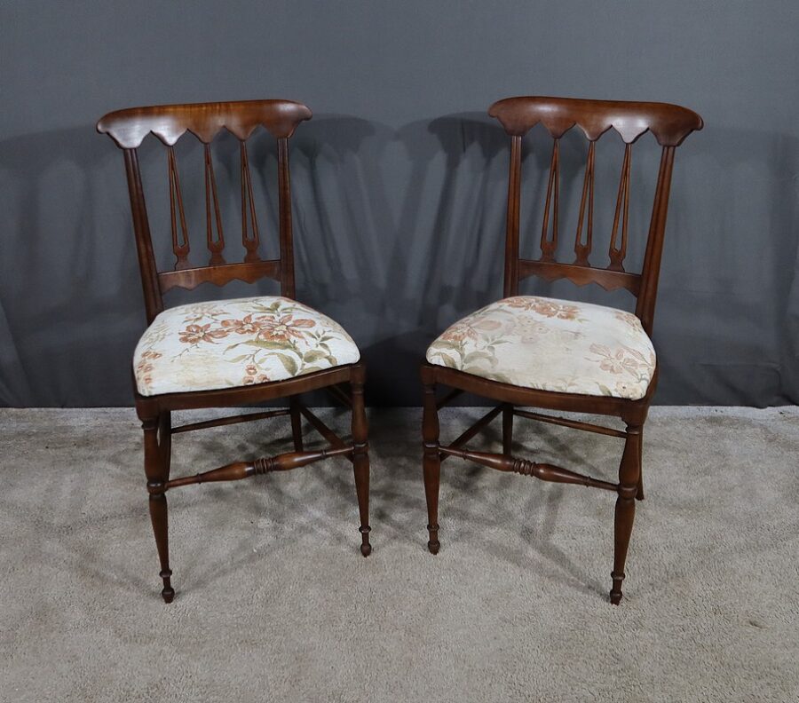 Paire de Chaises en Merisier Roux, par Colombo Sanguineti, Italie - 1950