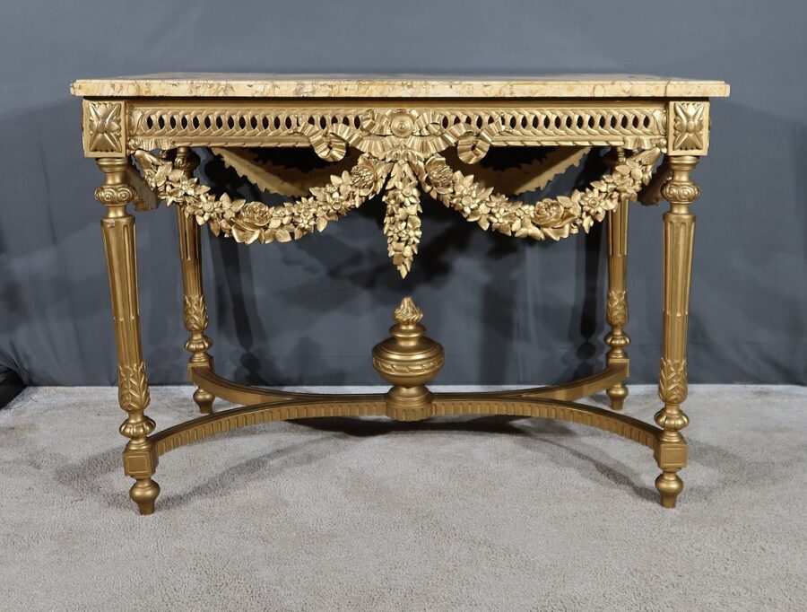 Table Console en Bois Doré , style Louis XVI - 2ème partie XIXe – Image 16