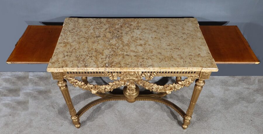Table Console en Bois Doré , style Louis XVI - 2ème partie XIXe – Image 17