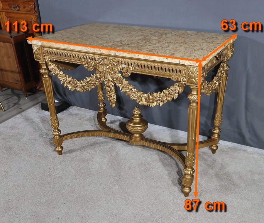 Table Console en Bois Doré , style Louis XVI - 2ème partie XIXe – Image 21