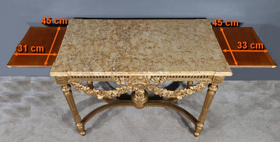 Table Console en Bois Doré , style Louis XVI - 2ème partie XIXe – Image 22