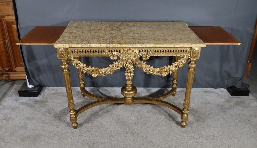 Table Console en Bois Doré , style Louis XVI - 2ème partie XIXe – Image 2