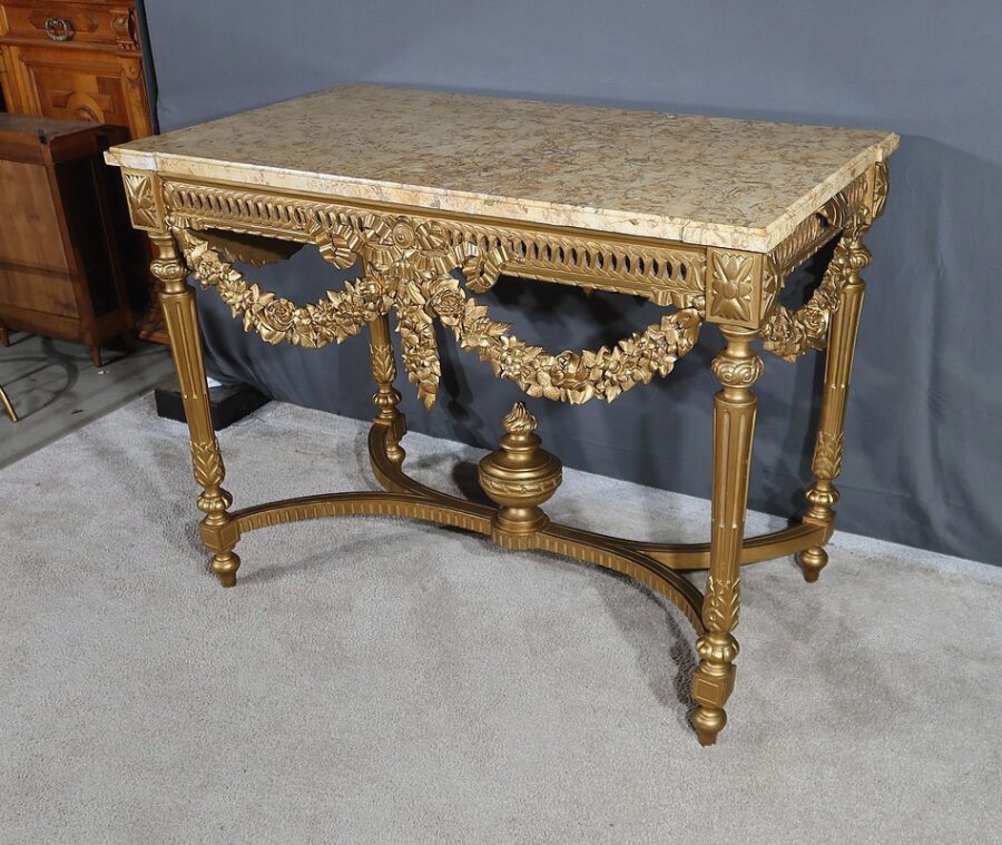 Table Console en Bois Doré , style Louis XVI - 2ème partie XIXe – Image 3