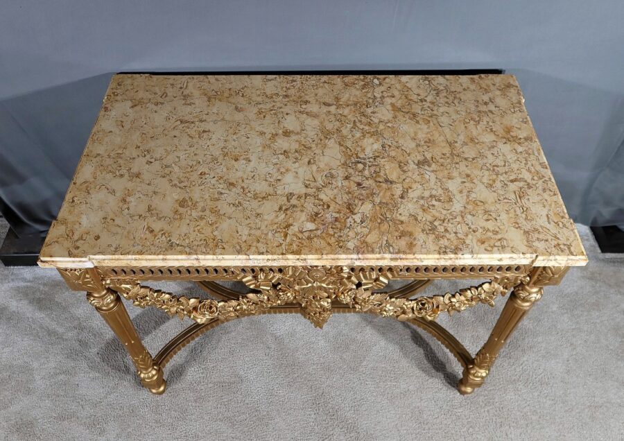 Table Console en Bois Doré , style Louis XVI - 2ème partie XIXe – Image 4