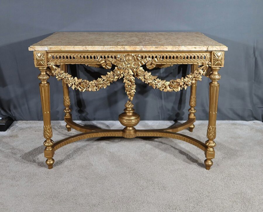 Table Console en Bois Doré , style Louis XVI - 2ème partie XIXe – Image 6