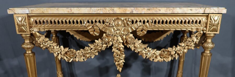 Table Console en Bois Doré , style Louis XVI - 2ème partie XIXe – Image 7