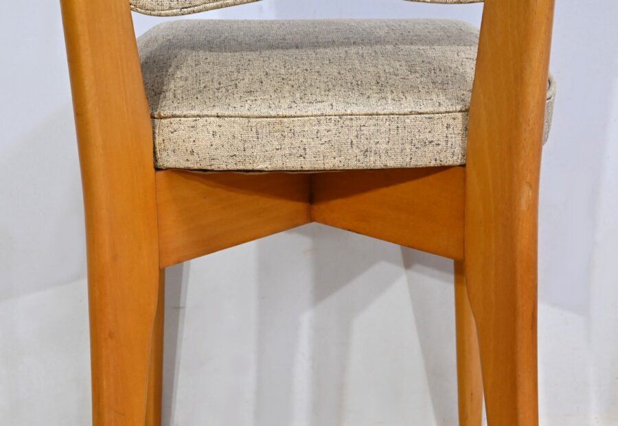 Suite de 6 Chaises en Hêtre et Simili Cuir – 1960 – Image 15