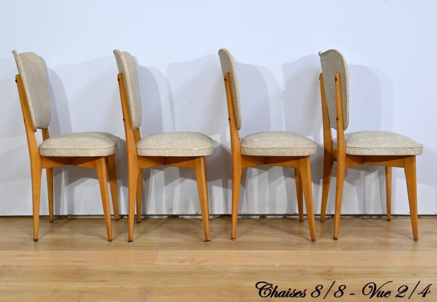 Suite de 6 Chaises en Hêtre et Simili Cuir – 1960 – Image 18