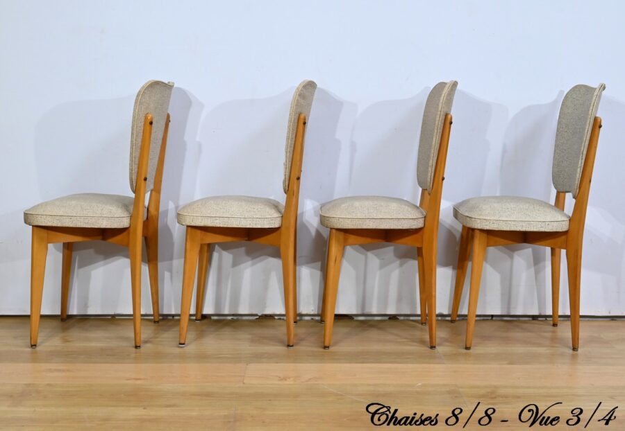 Suite de 6 Chaises en Hêtre et Simili Cuir – 1960 – Image 20