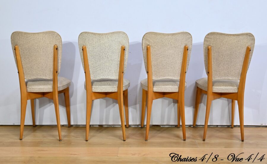 Suite de 6 Chaises en Hêtre et Simili Cuir – 1960 – Image 21