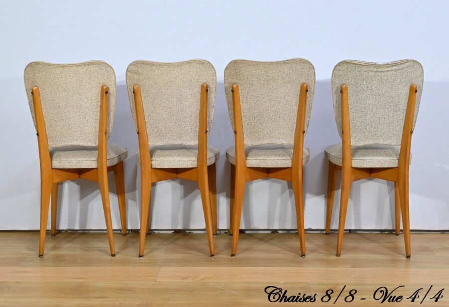 Suite de 6 Chaises en Hêtre et Simili Cuir – 1960 – Image 22
