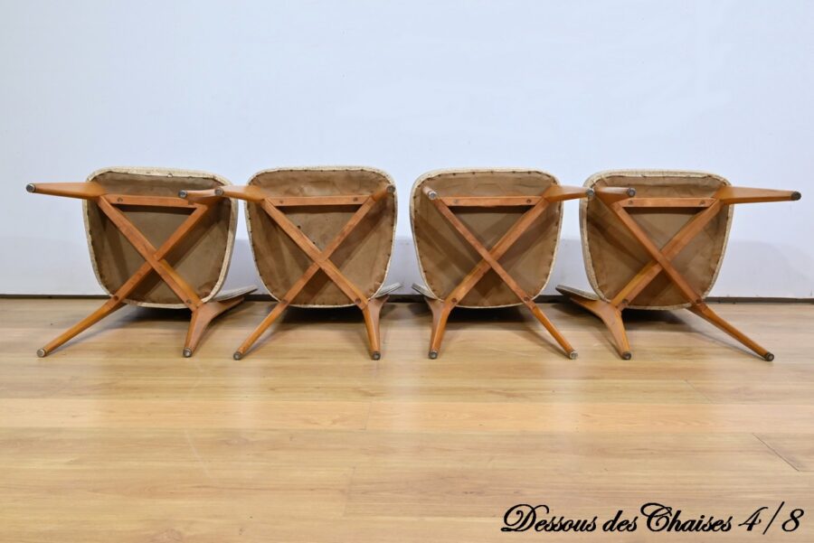 Suite de 6 Chaises en Hêtre et Simili Cuir – 1960 – Image 26