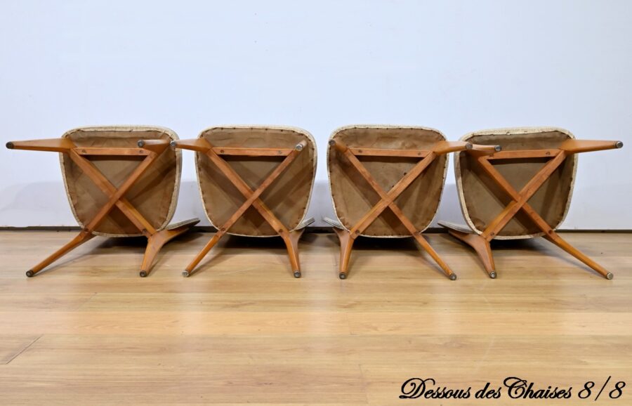 Suite de 6 Chaises en Hêtre et Simili Cuir – 1960 – Image 27