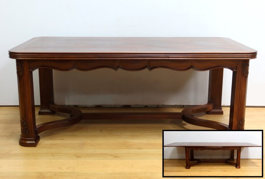 Table à Allonges en Acajou, 8 à 14 Couverts, style Louis XIV – 1960