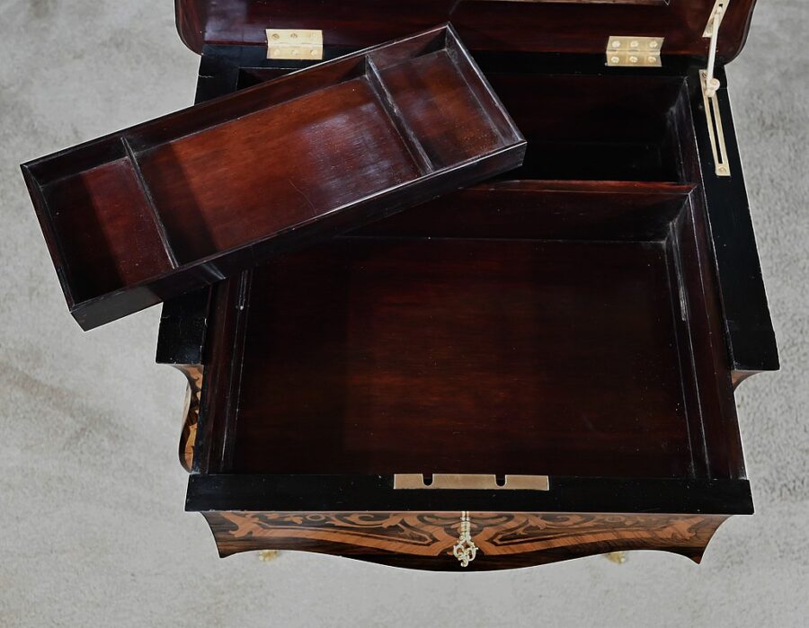 Travailleuse en Bois de Rose et Palissandre, style Louis XV, époque Napoléon III - Milieu XIXe – Image 21
