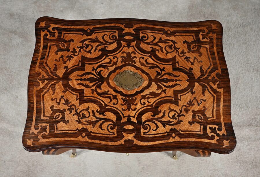 Travailleuse en Bois de Rose et Palissandre, style Louis XV, époque Napoléon III - Milieu XIXe – Image 7