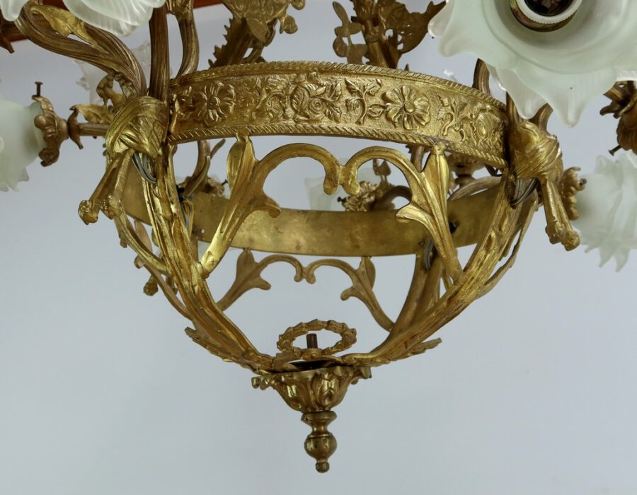 Lustre à 12 Lumières en Bronze Doré, style Napoléon III - Fin XIXe – Image 9