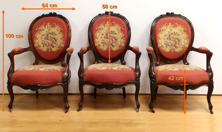 Salon 7 Pièces en Palissandre, époque Napoléon III – Milieu XIXe – Image 47