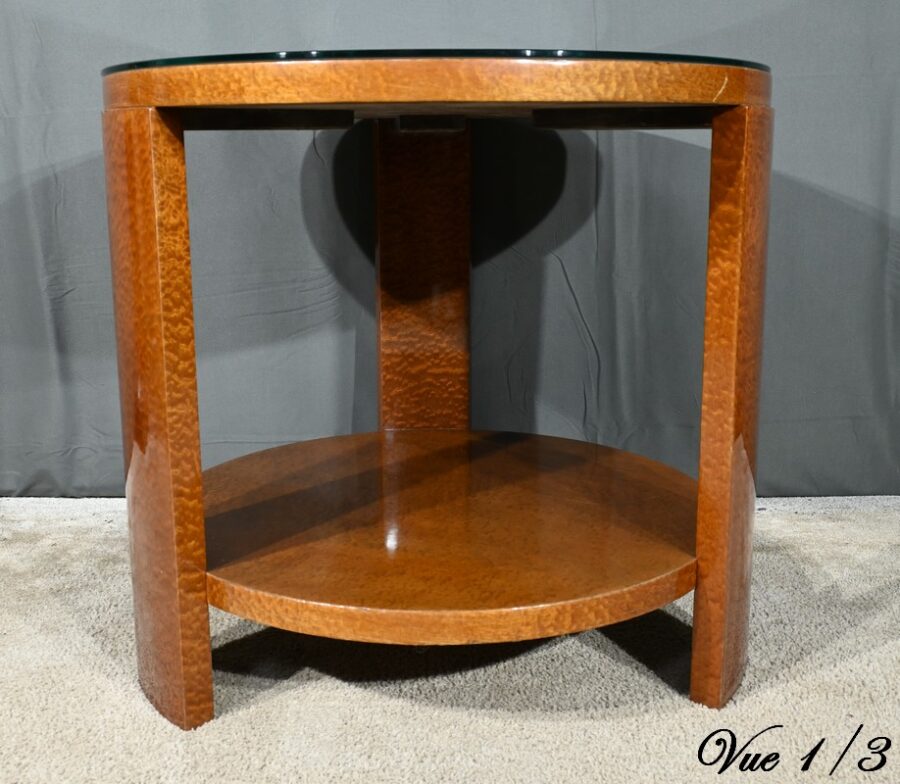 Table Guéridon en Loupe d’Amboine, Art Déco – 1930 – Image 11