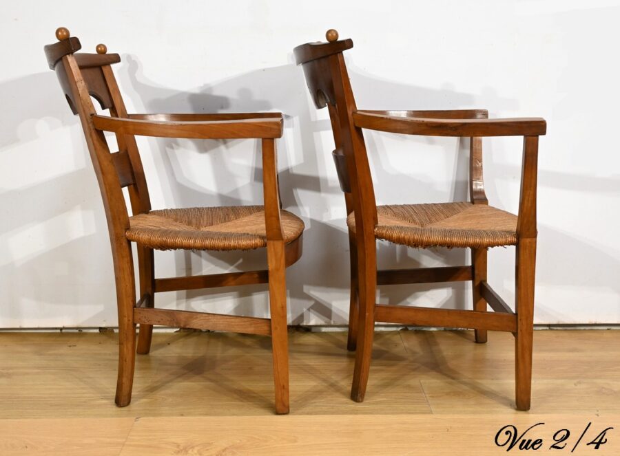 Paire de Fauteuils en Merisier, époque Directoire – Début XIXe – Image 16