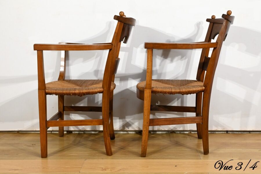 Paire de Fauteuils en Merisier, époque Directoire – Début XIXe – Image 17