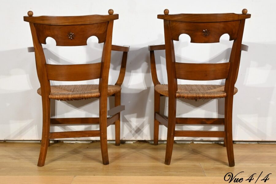 Paire de Fauteuils en Merisier, époque Directoire – Début XIXe – Image 18