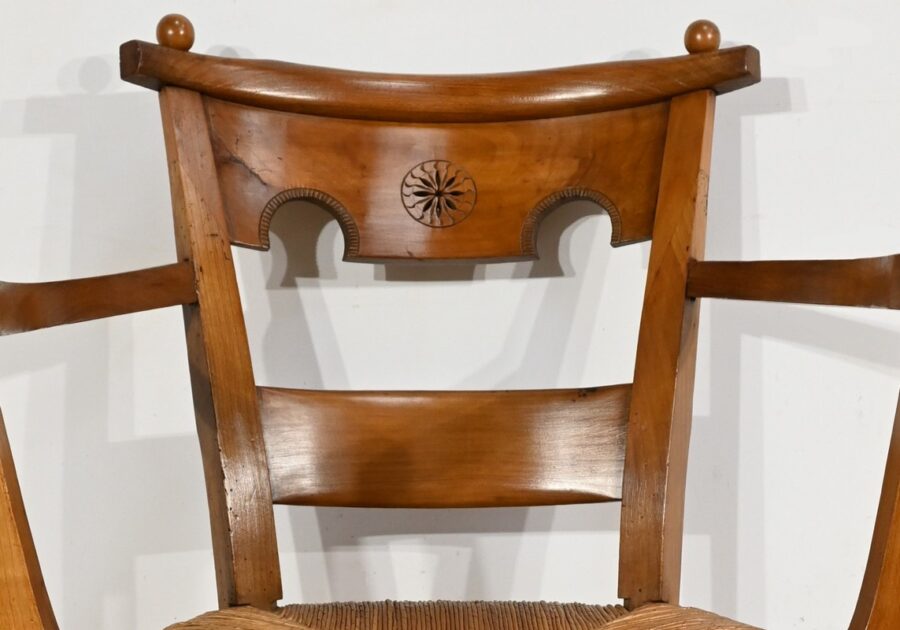 Paire de Fauteuils en Merisier, époque Directoire – Début XIXe – Image 6