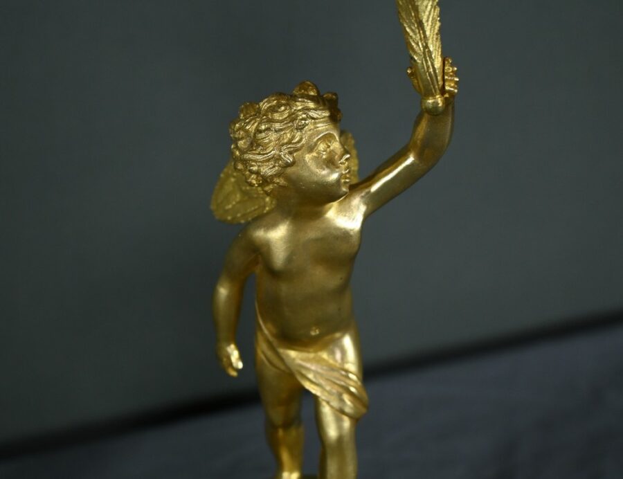 Paire de Bougeoirs en Bronze Doré – Milieu XIXe – Image 14