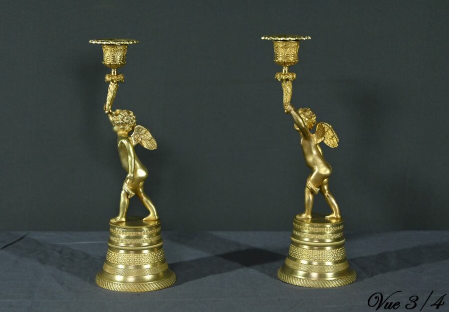Paire de Bougeoirs en Bronze Doré – Milieu XIXe – Image 20