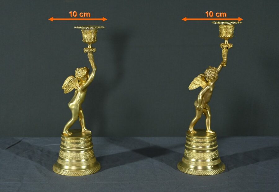 Paire de Bougeoirs en Bronze Doré – Milieu XIXe – Image 25
