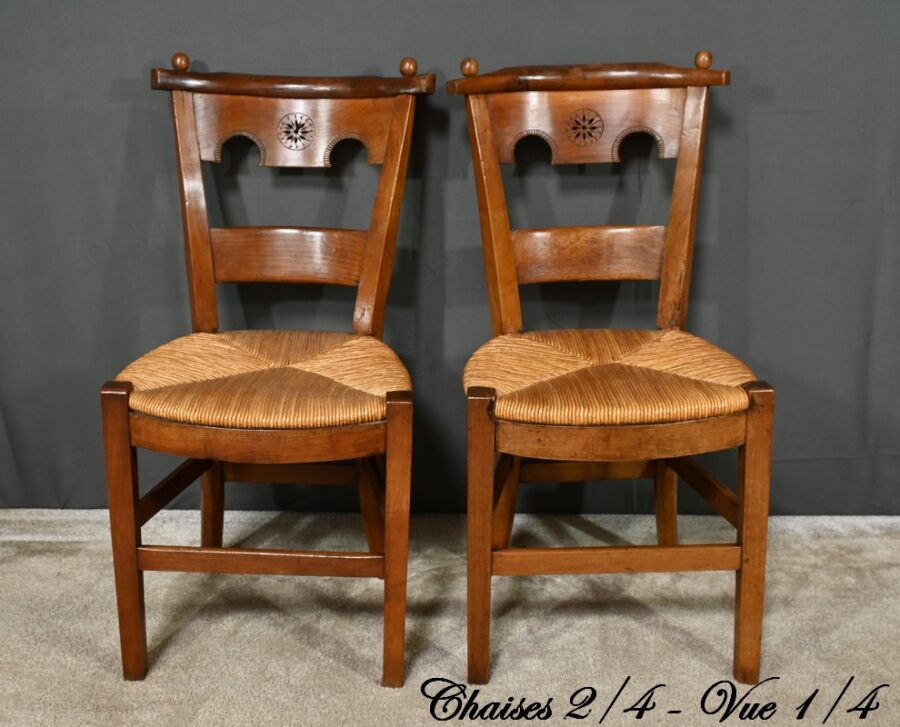 Suite de 4 Chaises en Merisier, époque Directoire – Début XIXe – Image 14