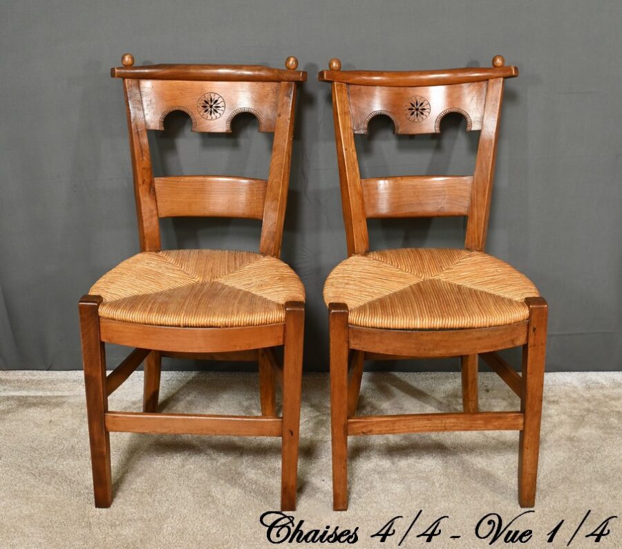 Suite de 4 Chaises en Merisier, époque Directoire – Début XIXe – Image 15
