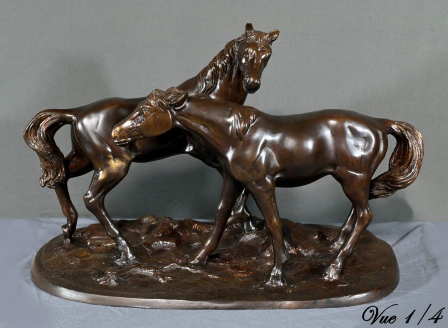 Bronze « Chevaux Arabes », d'après P-J. Mène – Début XXe – Image 4