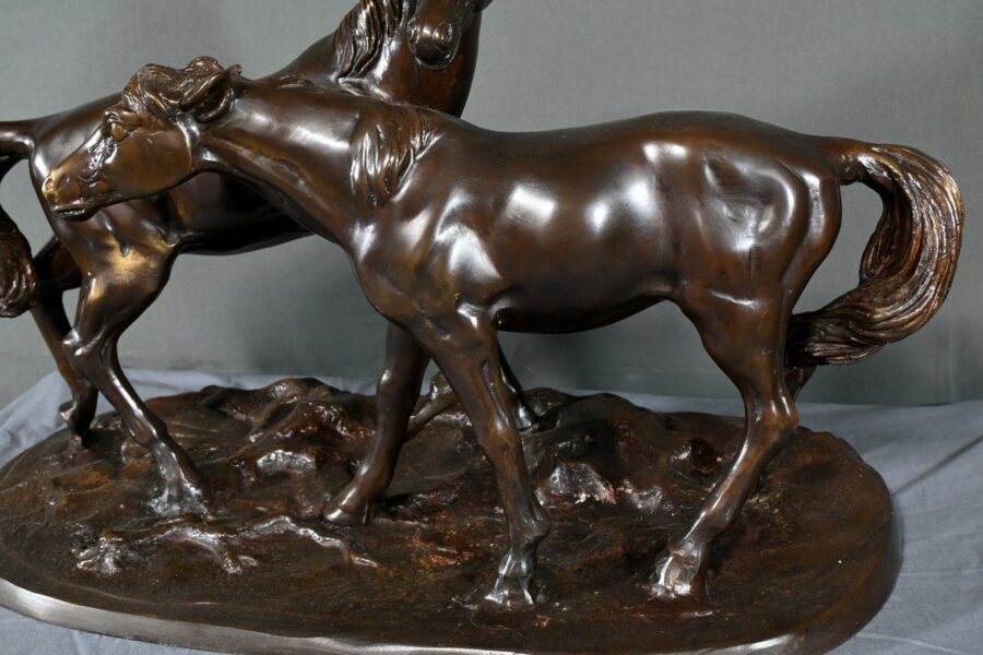 Bronze « Chevaux Arabes », d'après P-J. Mène – Début XXe – Image 6