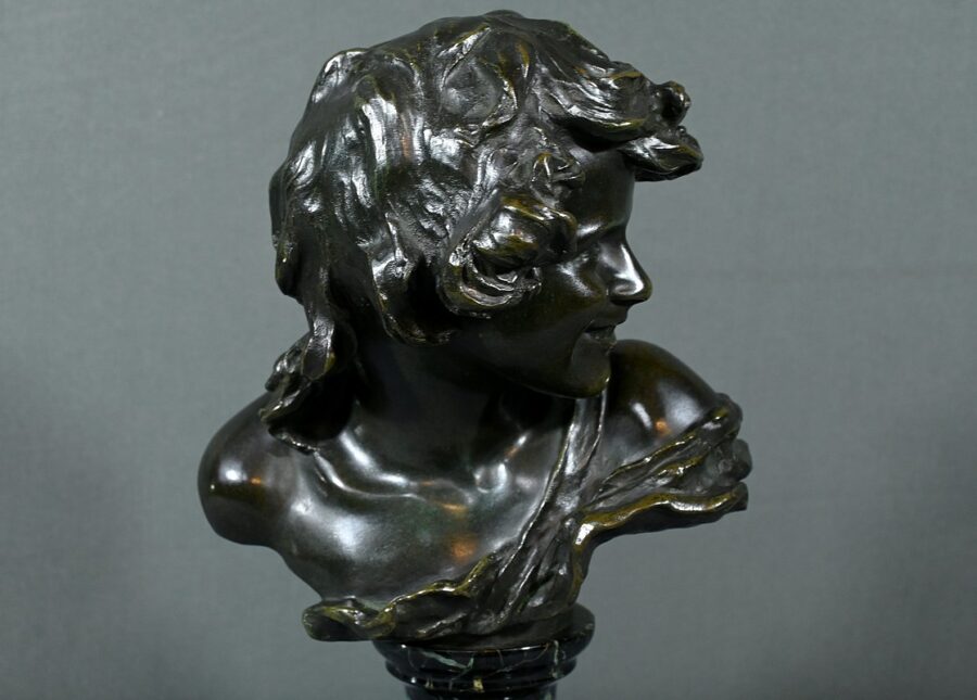 Bronze « Enfant Rieur », signé A.Injalbert – Fin XIXe – Image 4