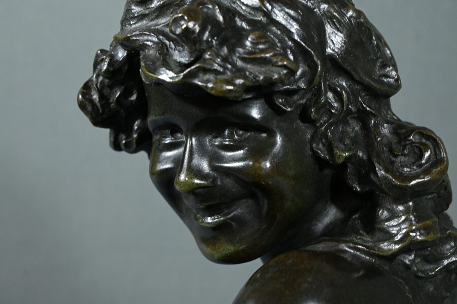 Bronze « Enfant Rieur », signé A.Injalbert – Fin XIXe – Image 5