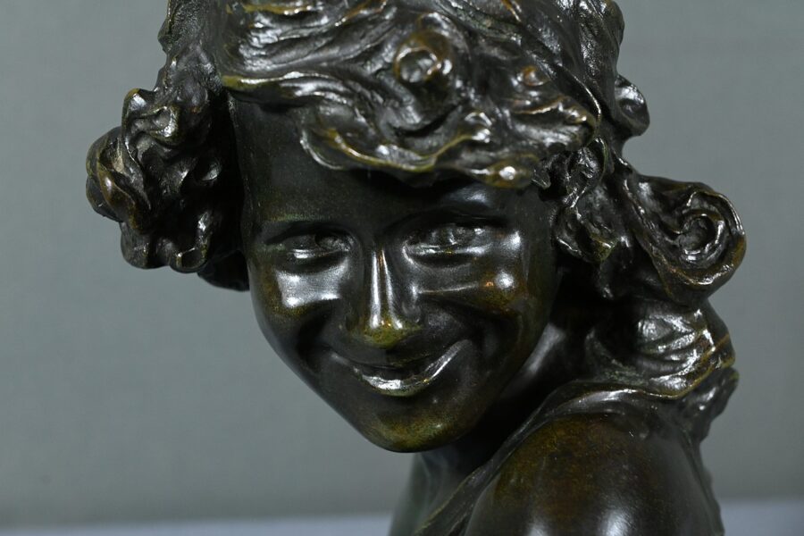 Bronze « Enfant Rieur », signé A.Injalbert – Fin XIXe – Image 6